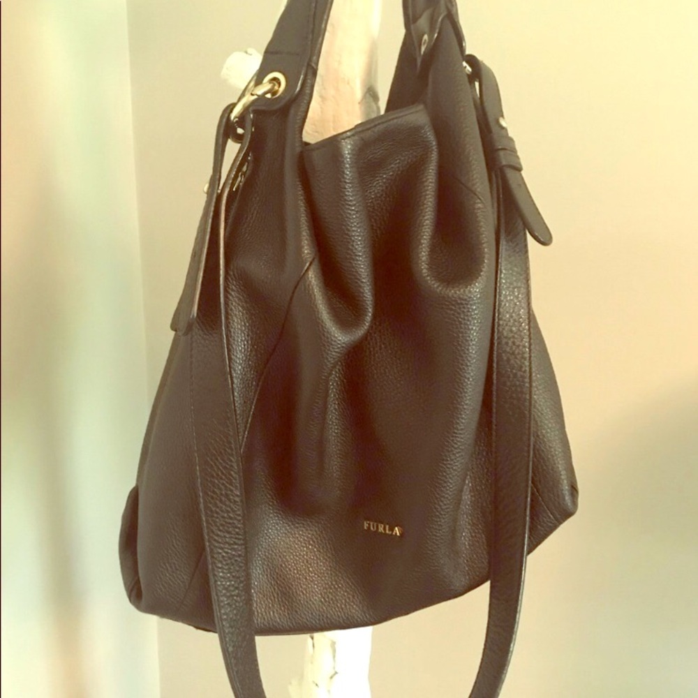 Furla Black Cross Over Hobo Bag/ Purse!